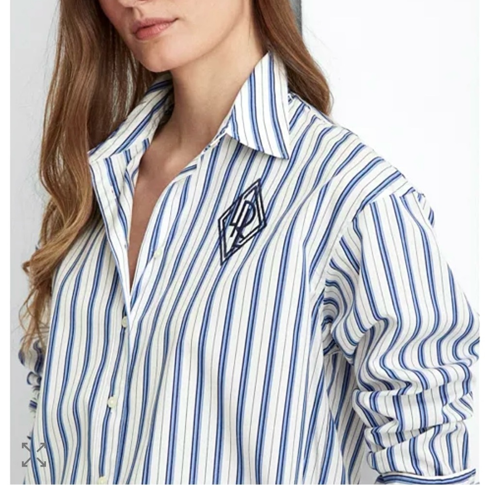 LAUREN RALPH LAUREN WOMAN Kotta Shirt Women's PLUS SIZE 2X Blue White Stripe NWT - Picture 6 of 12